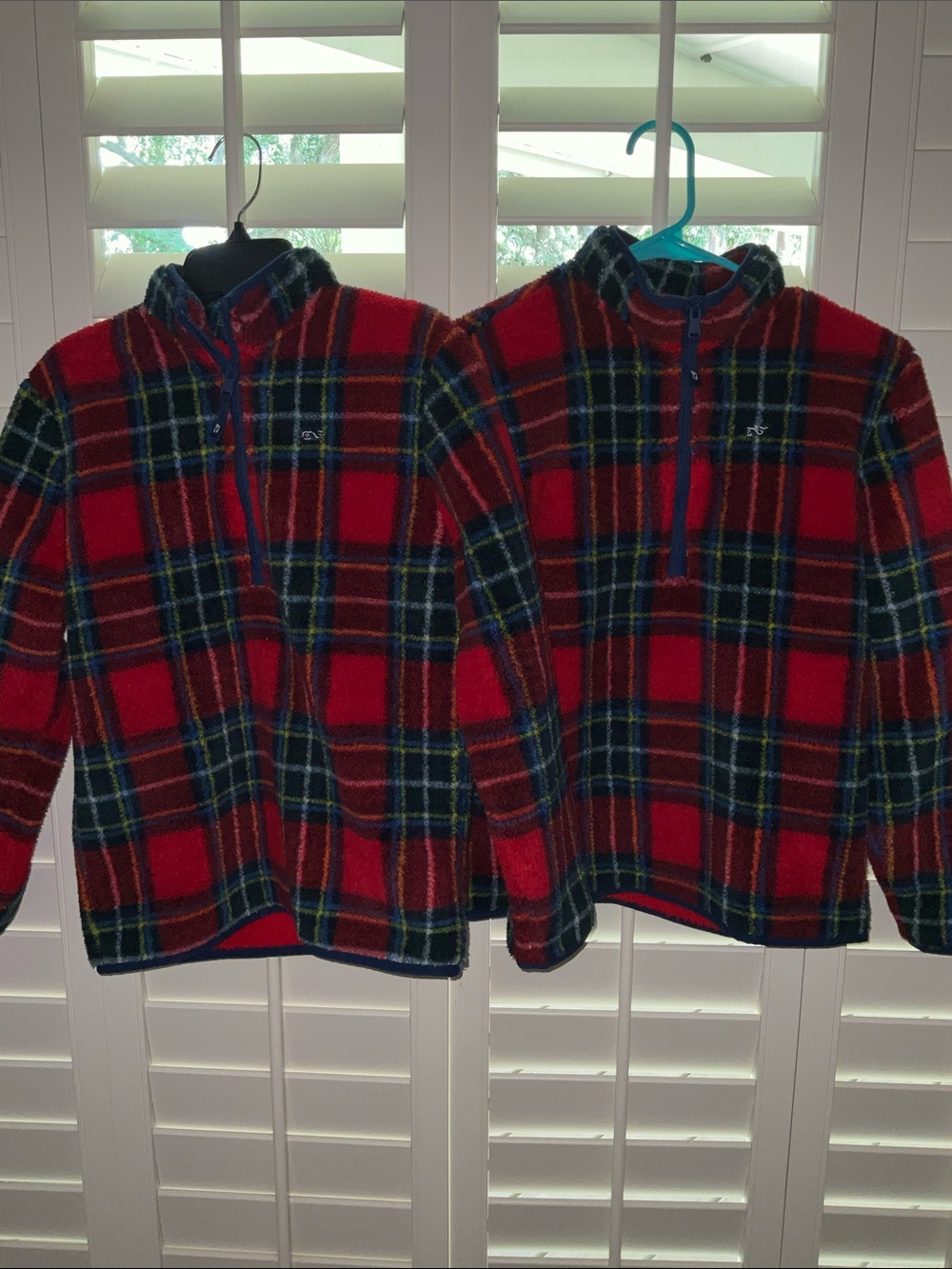 Vineyard Vines Red Plaid Half-Zip Fleece Sweater